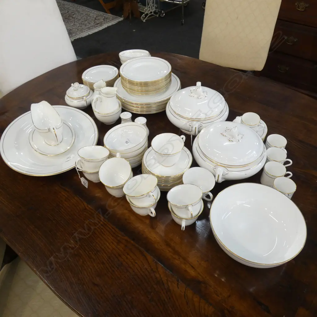 ROYAL WORCESTER WHITE & GOLD CONTESSA LG DINNER SERVICE approx 80pcs Image 1++