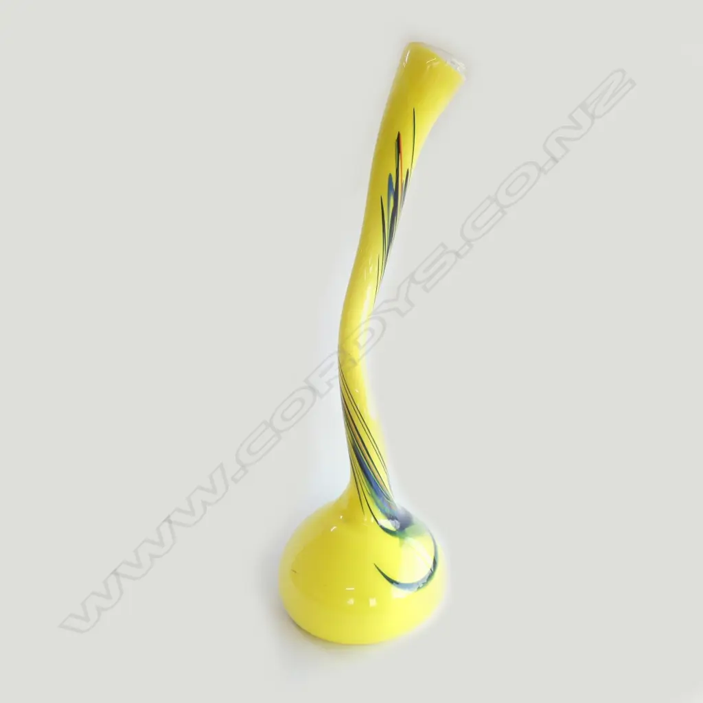 V.LGE FLURO YELLOW ORGANIC ART GLASS VASE H912mm Image 1++