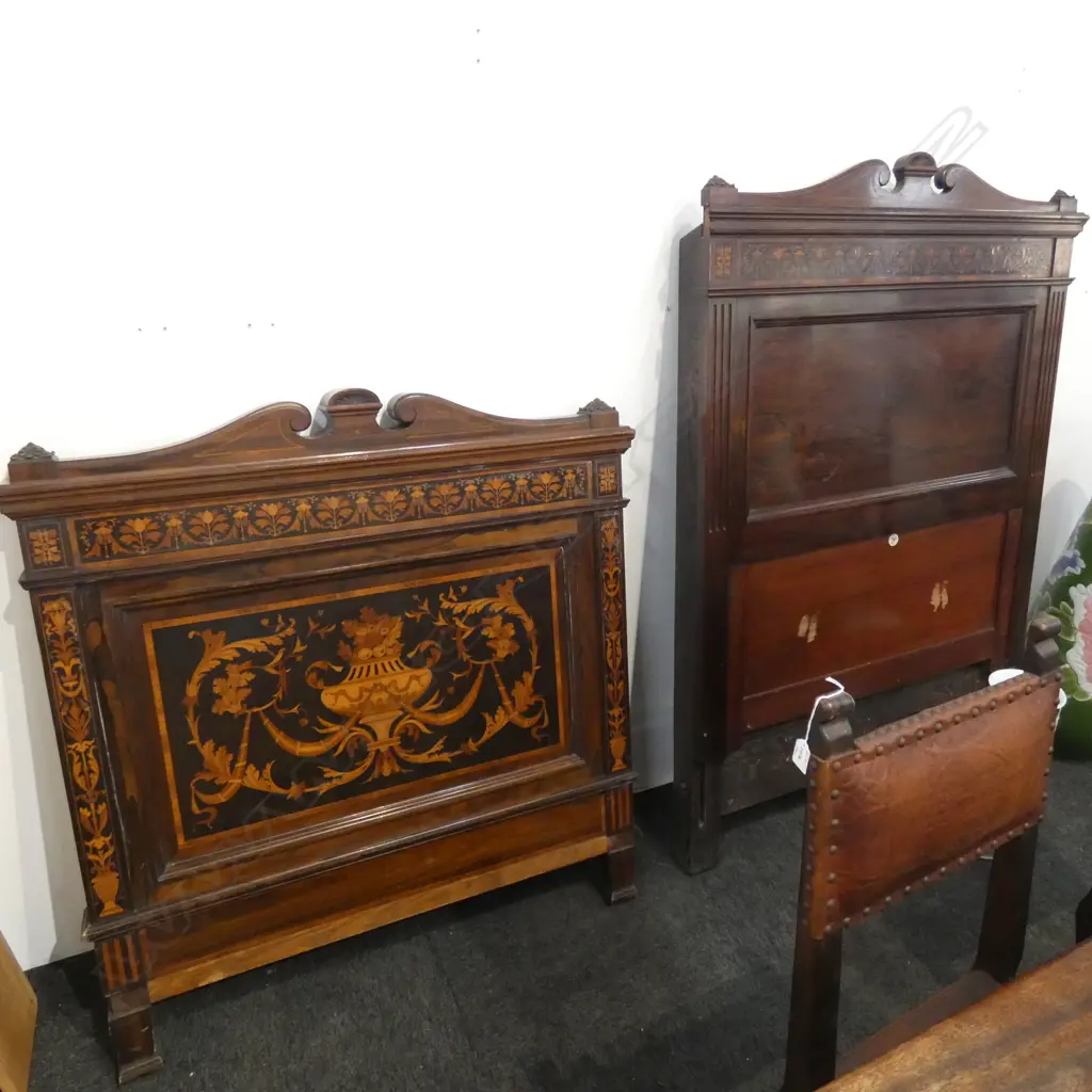 REGENCY INLAID SINGLE BED HEAD & FOOT BOARD... Image 1++