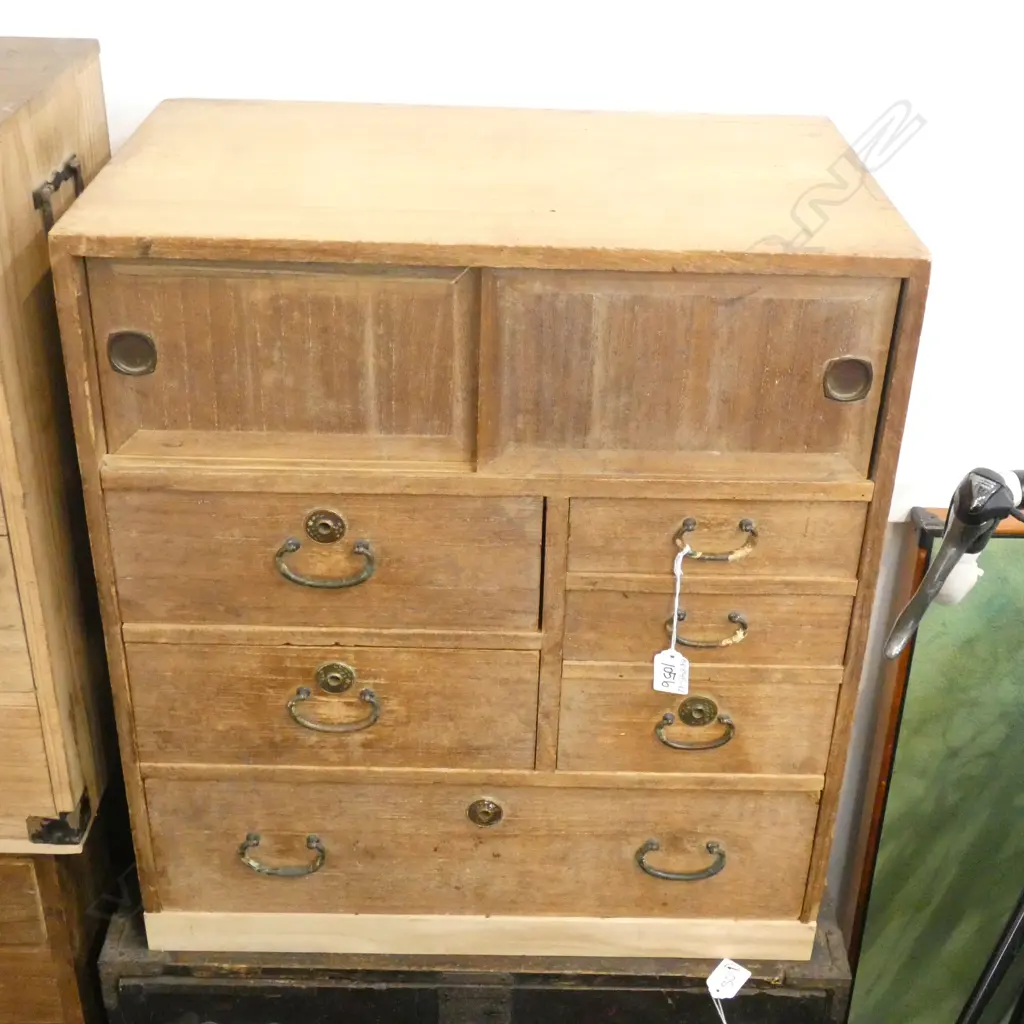 SM VINTAGE JAPANESE KO-DANSU CABINET 6 DRAWERS 2 SLIDING DOORS  525 X 320 X 590MM Image 1++