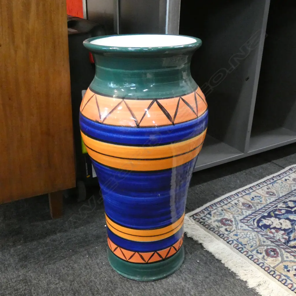 LG COLOURFUL PAINTED POTTERY FLOOR VASE H. 535MM Image 1++