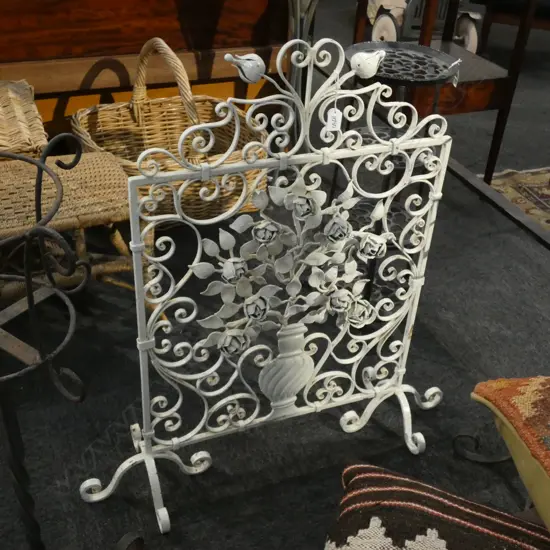 WHITE PAINTED METAL SCREEN...