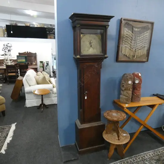 VICTORIAN OAK GRANDFATHER CLOCK CASE AND FACE (AF) H. 1965MM