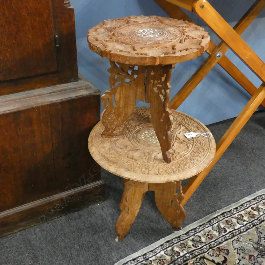 TWO MOROCCAN CARVED TABLES Image 1++
