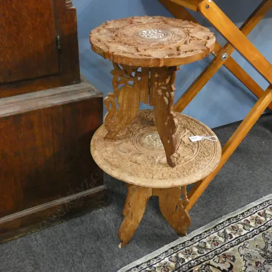 TWO MOROCCAN CARVED TABLES