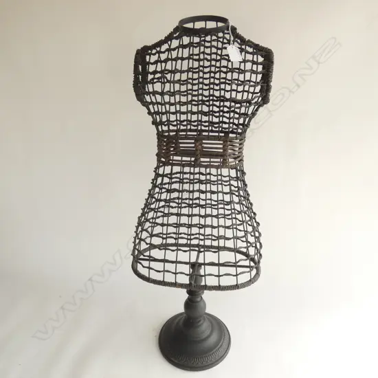 ORNAMENTAL CHILD MANNEQUIN ON STAND - METAL BOUND IN BLACK TWINE H. 780MM