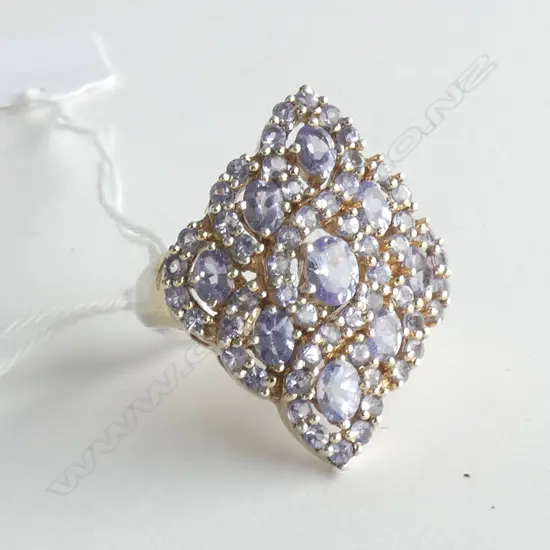 LG DIAMOND SHAPED TANZANITE RING w VALUATION 