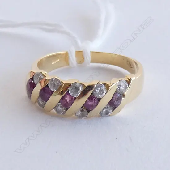18CT RUBY & C Z. RING