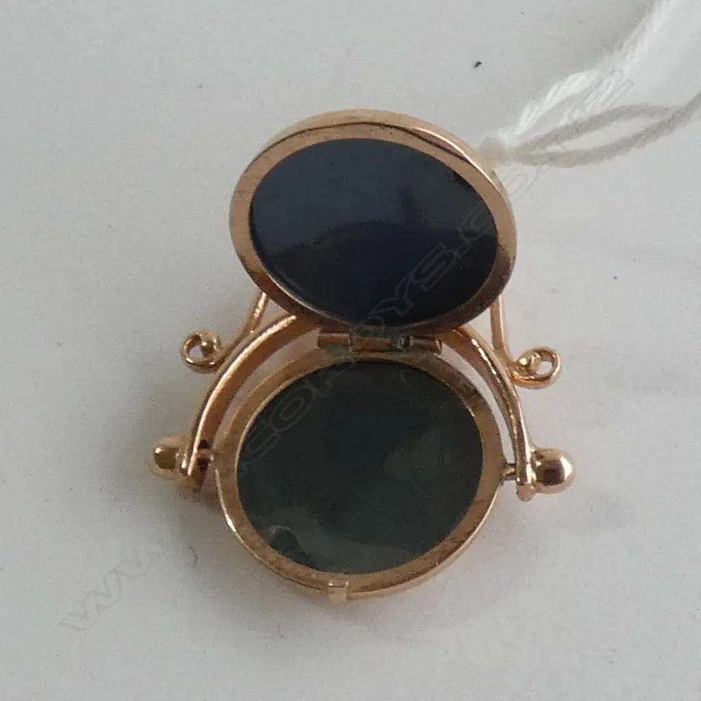 (17765) VINTAGE 9CT ROSE GOLD SPINNER LOCKET FOB Image 1++