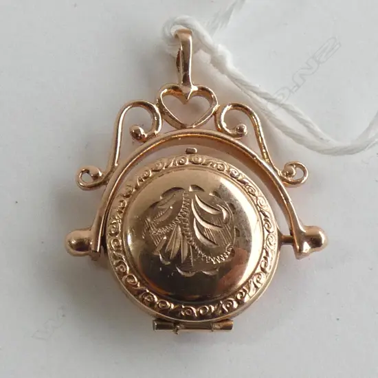 (17765) VINTAGE 9CT ROSE GOLD SPINNER LOCKET FOB