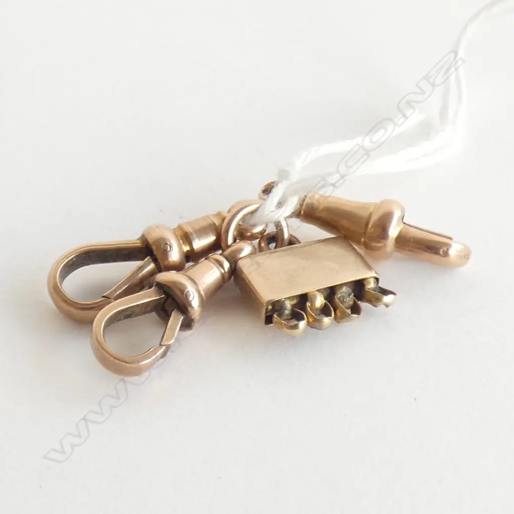 THREE 9CT ROSE GOLD DOG CLIPS 6.53gm + LINK Image 1++