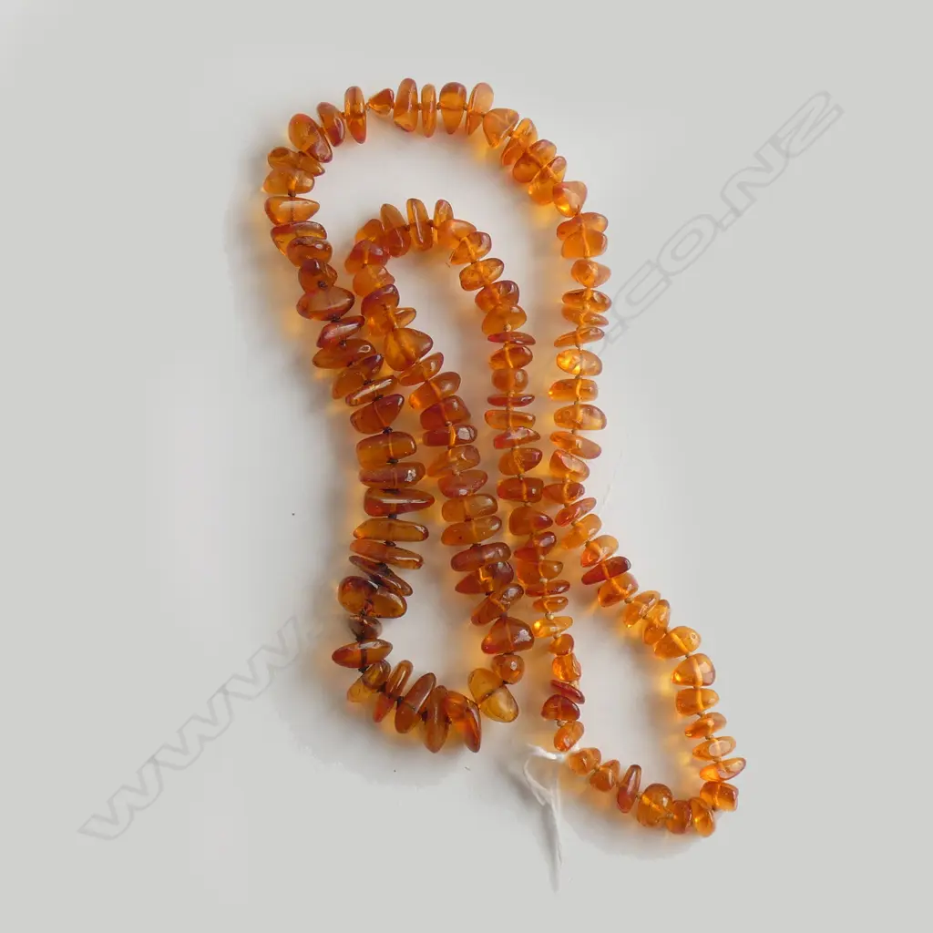 (20175)AMBER GRADUATING NUGGET NECKLACE L.660mm Image 1++