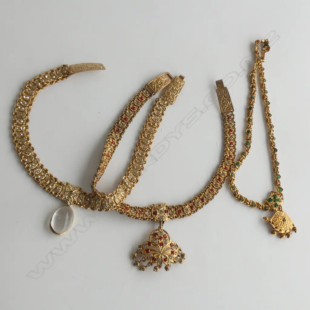 THREE VINTAGE SRI LANKAN COSTUME NECKLACES Image 1++