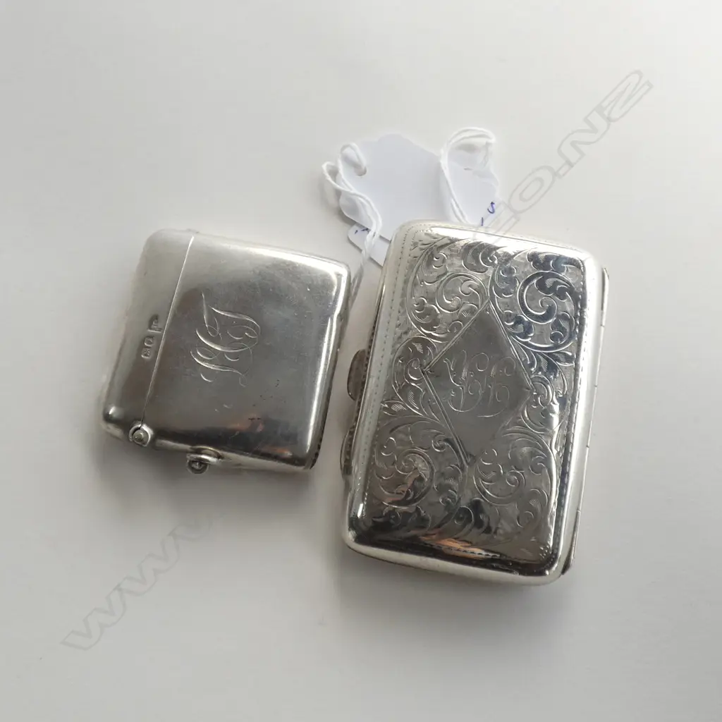 STG SILVER CIGARETTE CASE B'HAM 1919 + STG VESTA CHESTER 81 GRAMS Image 1++