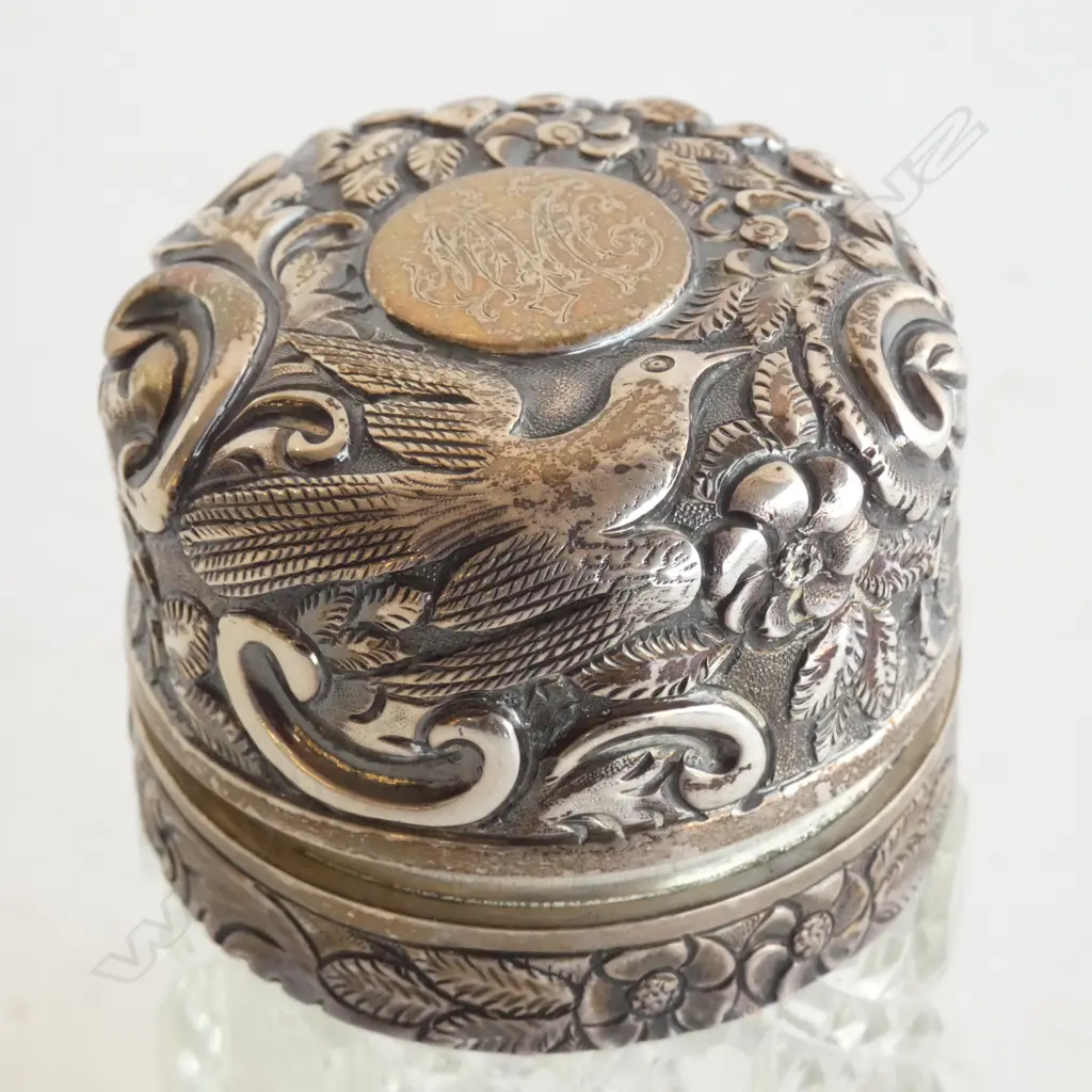 VICT. LONDON 1890 SILVER & CRYSTAL LGE SCENT BOTTLE Image 1++