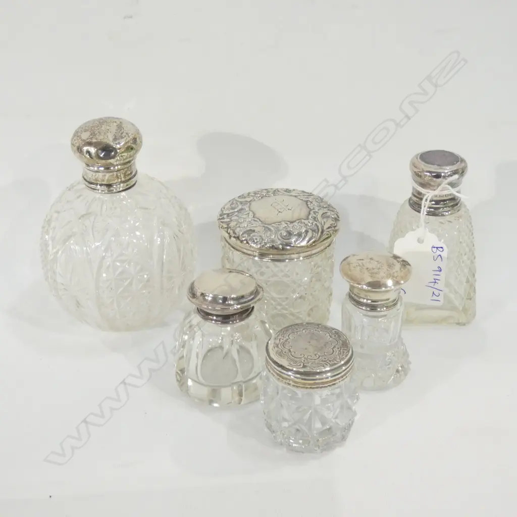 6 CRYSTAL & STG TOPPED BOTTLES  Image 1++