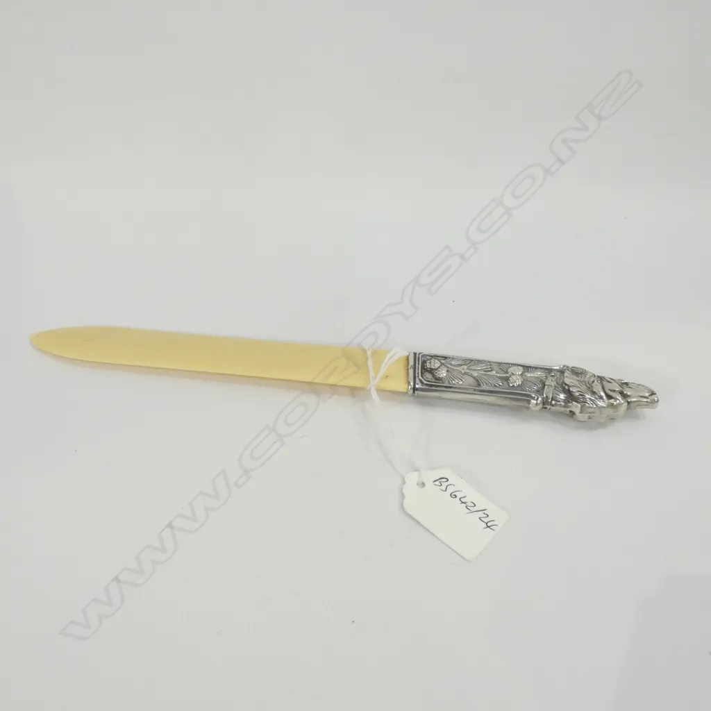IVORINE LETTER OPENER  - 800 SILVER DOG HANDLE L 400MM Image 1++