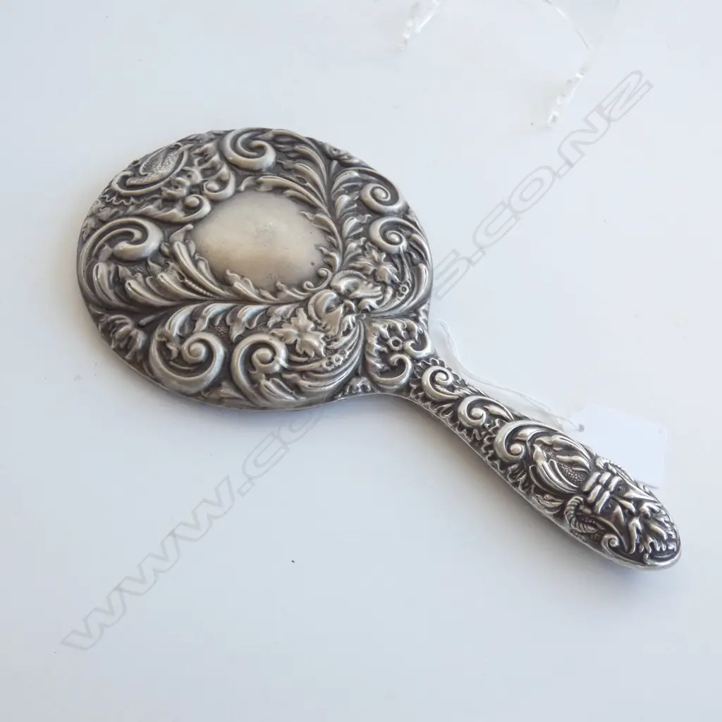 STERLING SILVER HALLMARKED HAND MIRROR. 240MM L. X 125MM W. Image 1++
