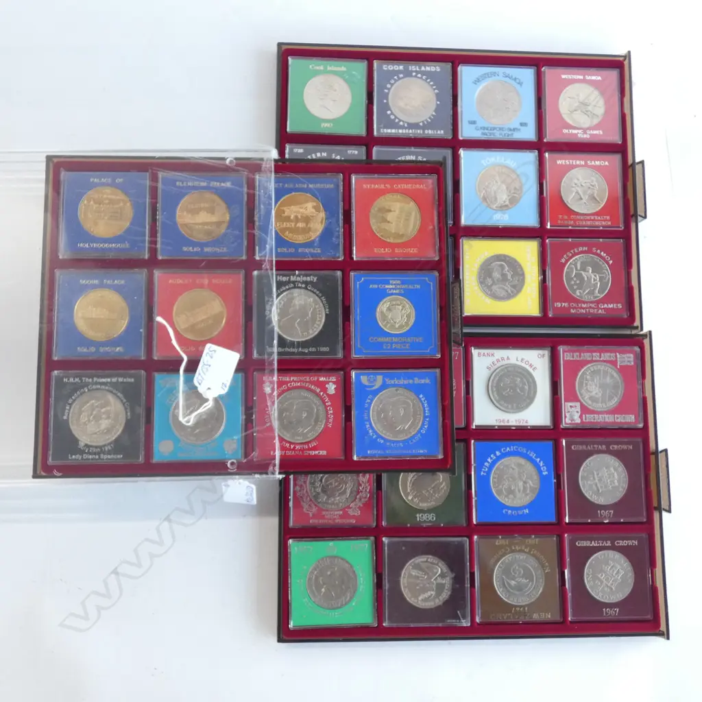 CASE OF 12 UNC UK CROWNS ETC EA IN PLASTIC CASE 1970'S ETC Image 1++