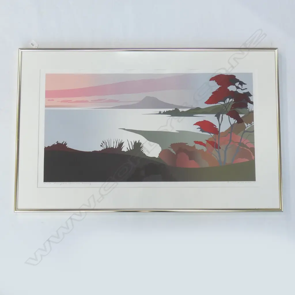 MALCOLM WARR PRINT 'RANGITOTO, SUMMER EVENING' 47/150 '85 415x800mm Image 1++