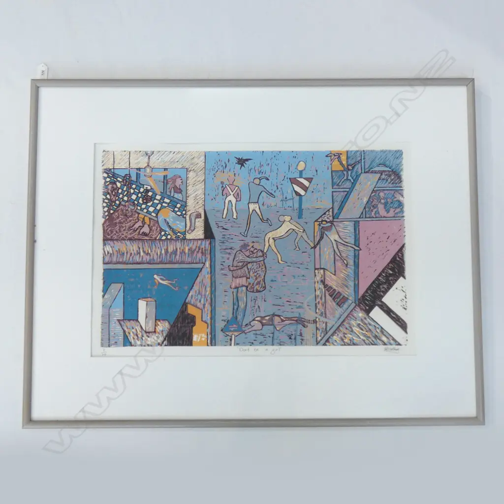 ROBERT CHERRY 'DONT BE A GIRL' LINO CUT 1/10 1988 440x670mm Image 1++
