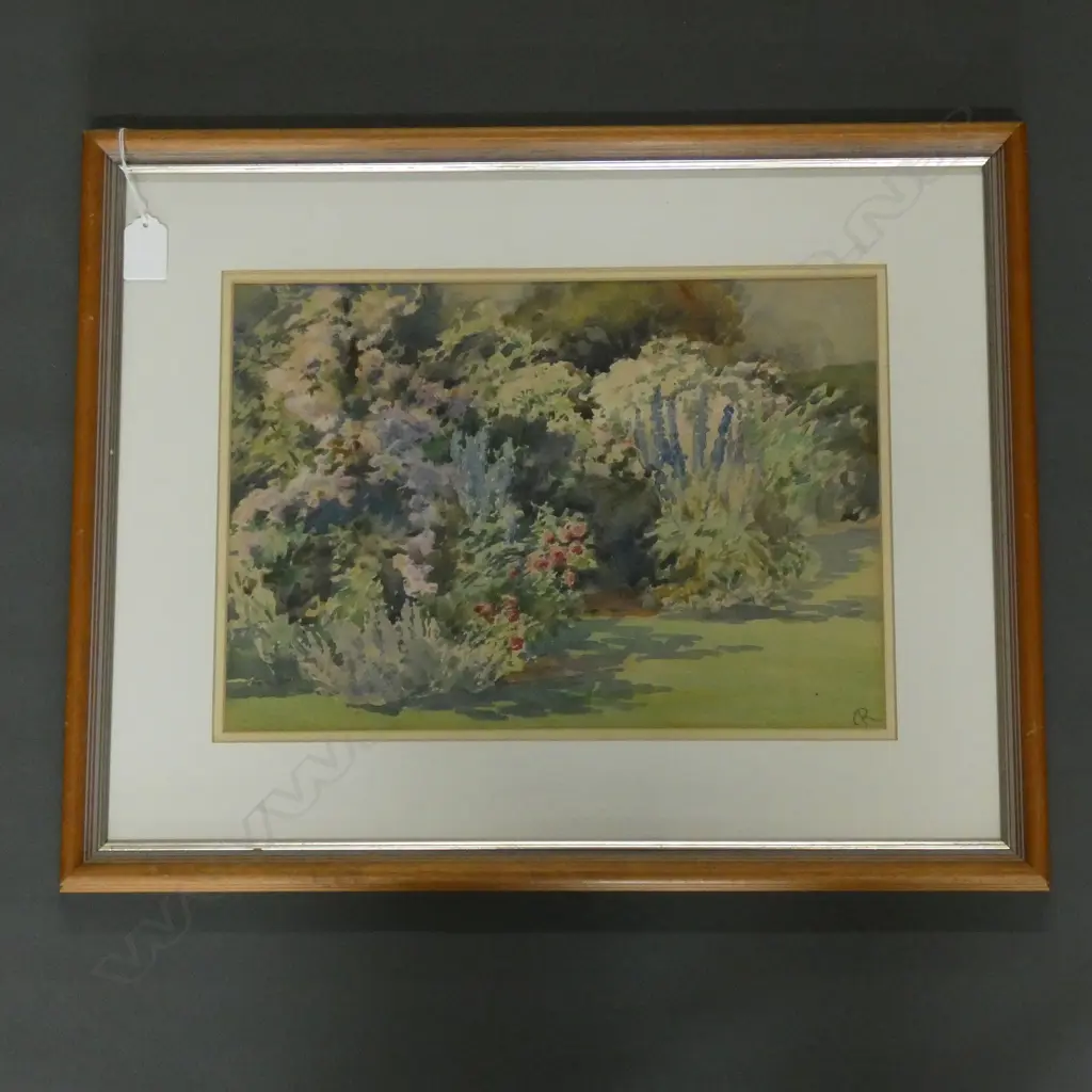 THE GARDEN AT DUNSHANE, 1930s, W/C INITIALLED 'CR' 245 x 350mm Image 1++