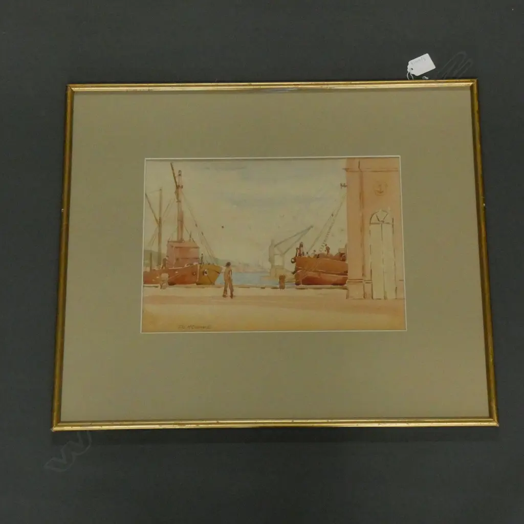 THOMAS ARTHEUR McCORMACK (1883-1973) W/C WHARF SCENE 230 x 330mm Image 1++