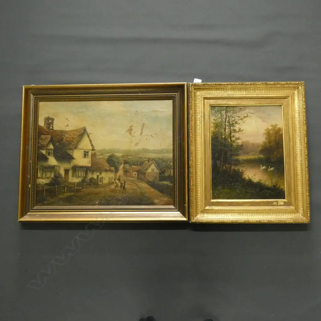 2 LATE 19thC LANDSCAPE OILS; PERCY ORME 295x220mm + GEORGE FISKE  Image 1++