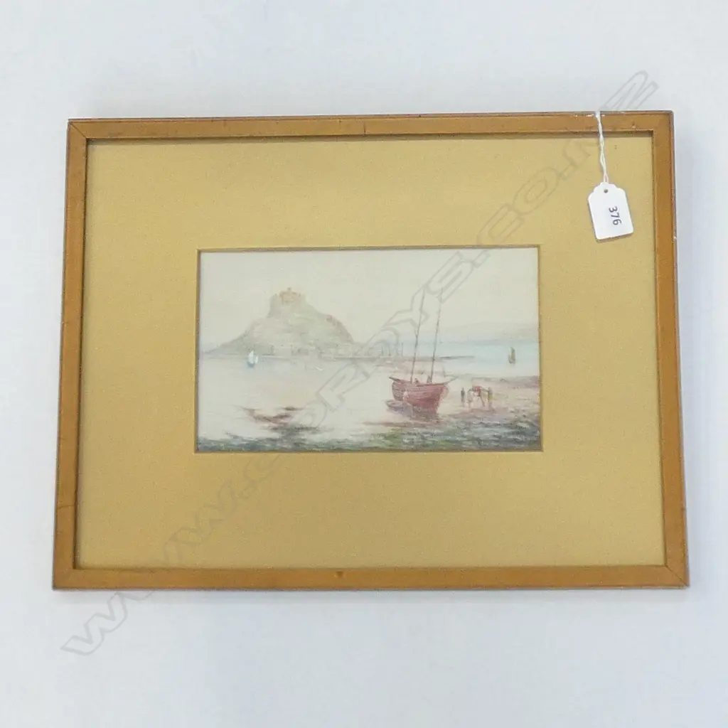 WATERCOLOUR ON BOARD 'ST MICHAELS MOUNT CORNWALL' BY A THOMAS 1931  220 X 130MM Image 1++