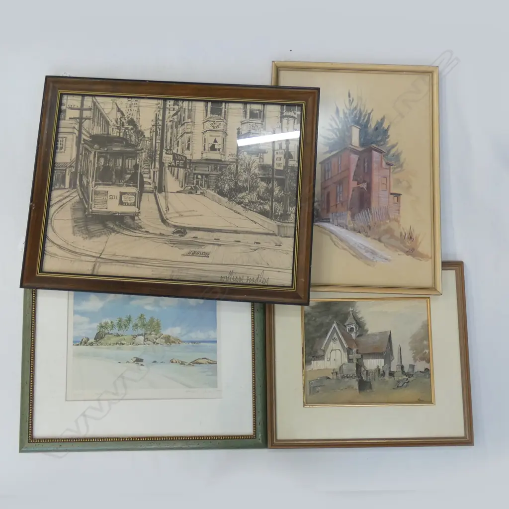 4 ARTWORKS; ISLAND, CHURCH, SAN FRAN, BUILDING... Image 1++