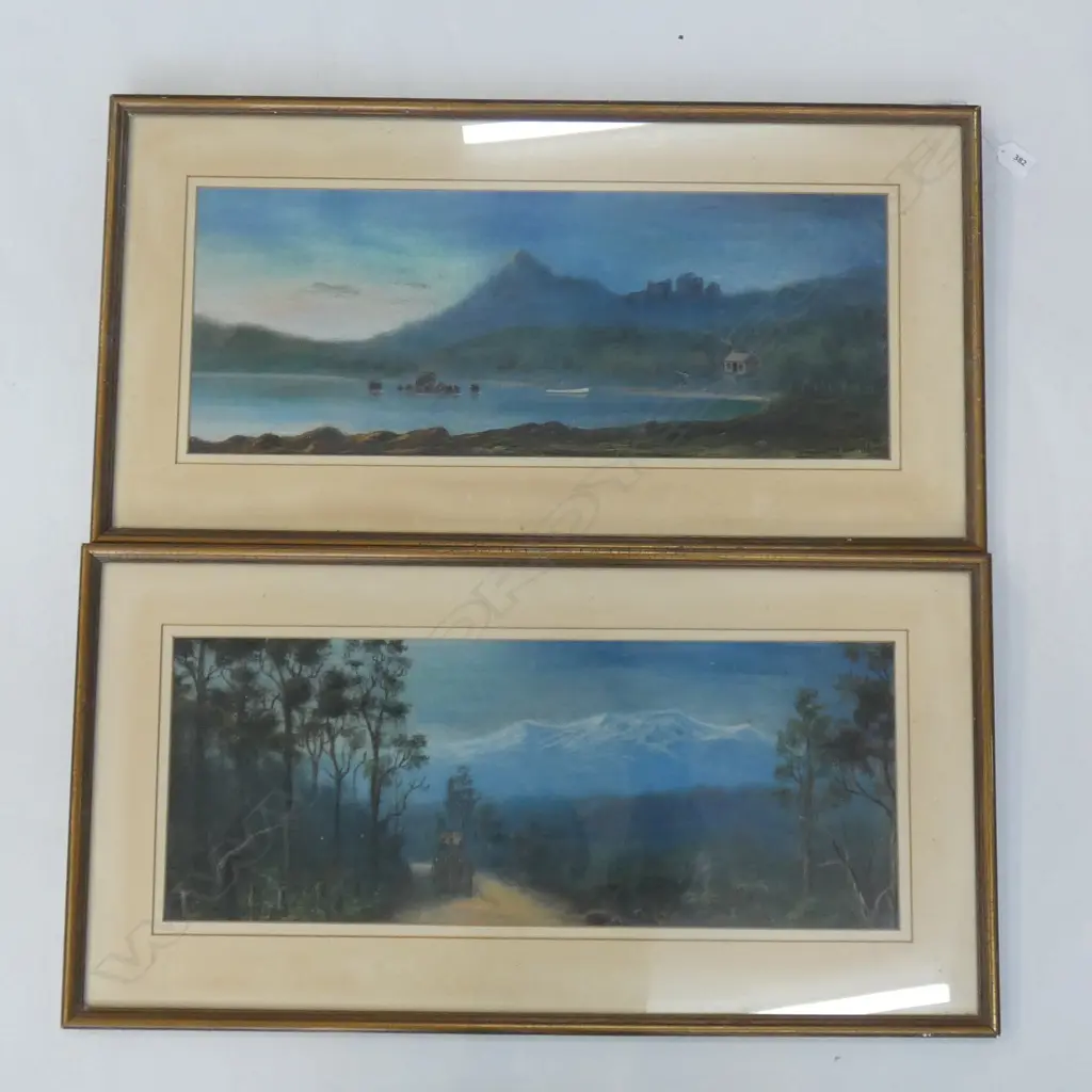 2 PASTELS ON BOARD BY J A BOND 620 X 240MM Image 1++