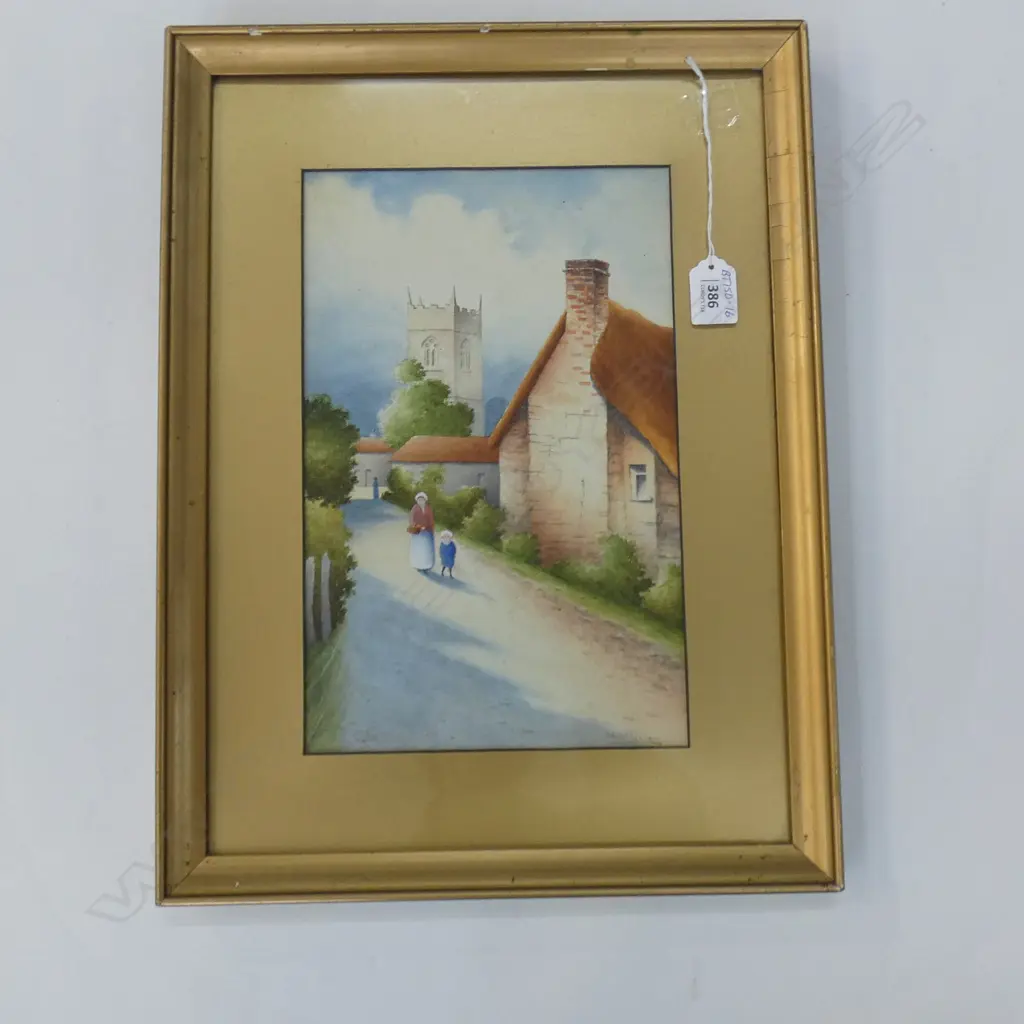 E.E. McKINNON W/C - ENGLISH VILLAGE SCENE Image 1++