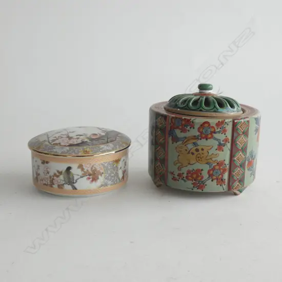 ORIENTAL POT POURRI DISH (DIA 100MM) & JAPANESE LIDDED TRINKET BOX (DIA 100MM)