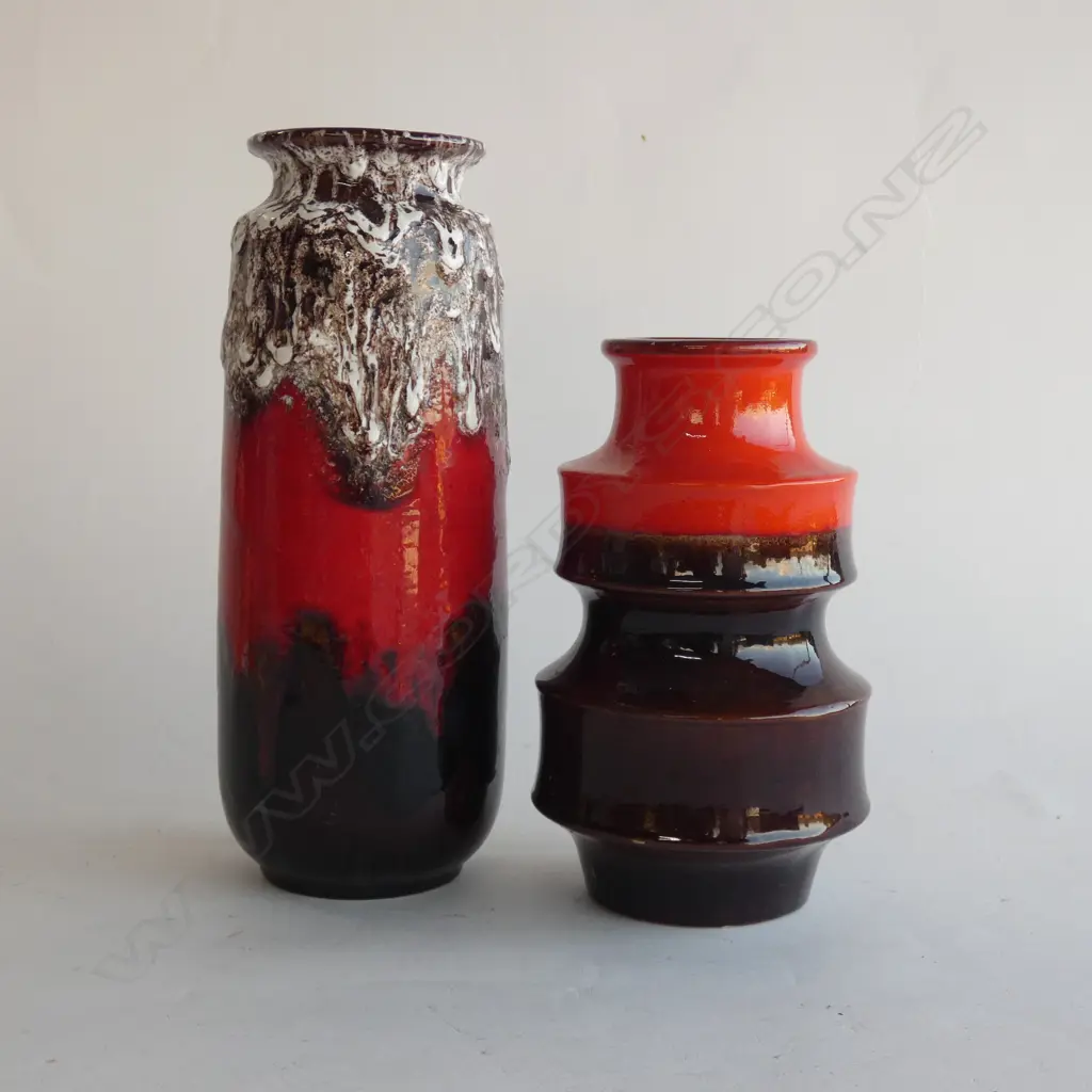 2 WEST GERMAN CERAMIC VASES H.270mm Image 1++