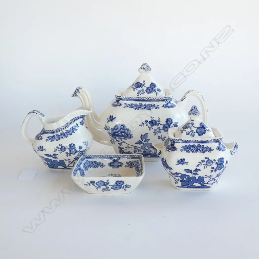 MASONS BLUE & WHITE MANCHU TEA SET; TEAPOT/JUG/ BOWL/CONDIMENT DISH Image 1++