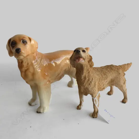2 GOLDEN RETRIEVER FIGURES; CHINA & RESIN L.200mm