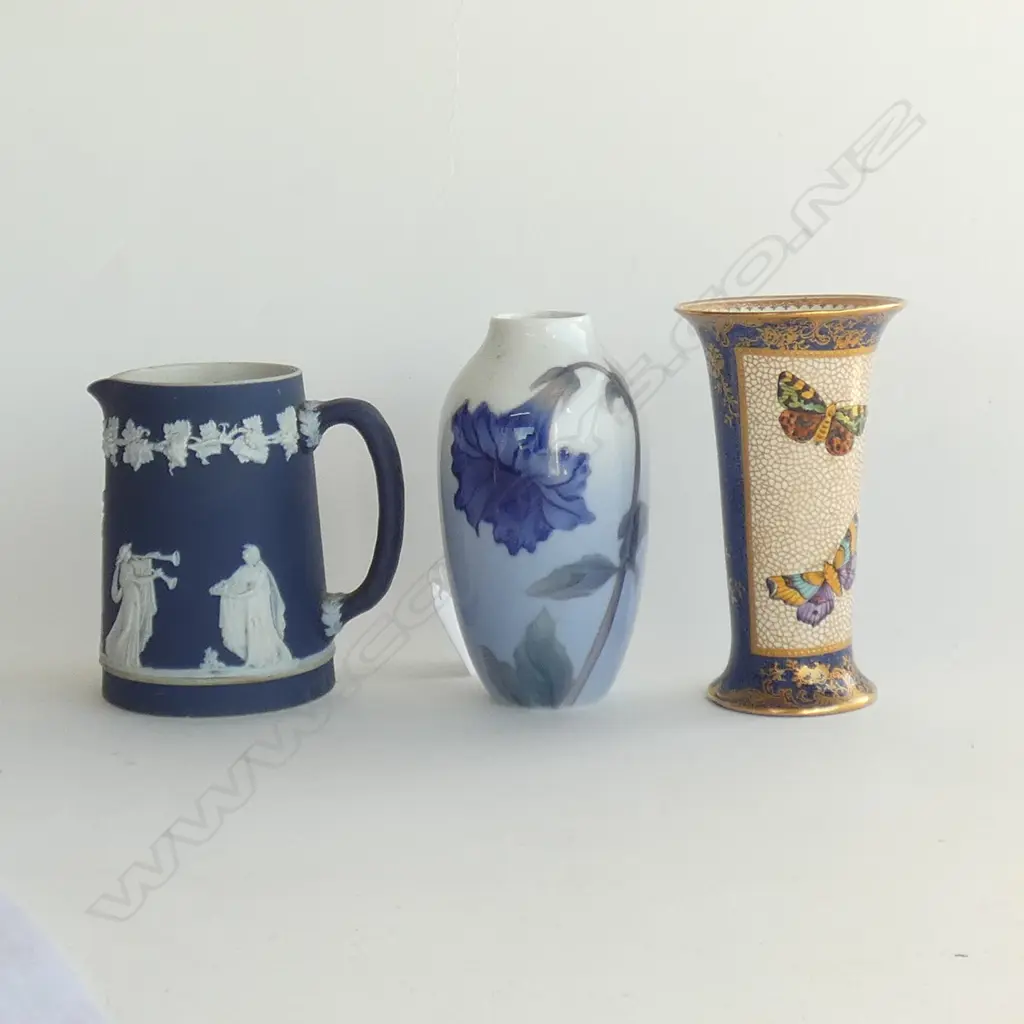 ROYAL COPENHAGEN VASE H.135mm + AYNSLEY VASE + TUNSTALL JUG Image 1++