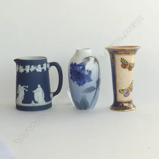 ROYAL COPENHAGEN VASE H.135mm + AYNSLEY VASE + TUNSTALL JUG