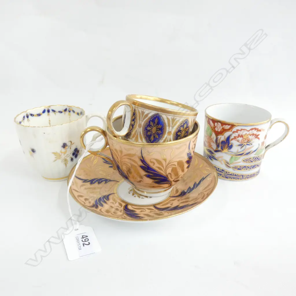 3 COFFEE CANS; 2 DERBY C.1800, CAUGHLEY + C/S Image 1++