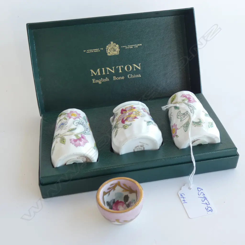 MINTON 3 PCE BOXED CONDIMENT SET & FRENCH MINI BOWL Image 1++