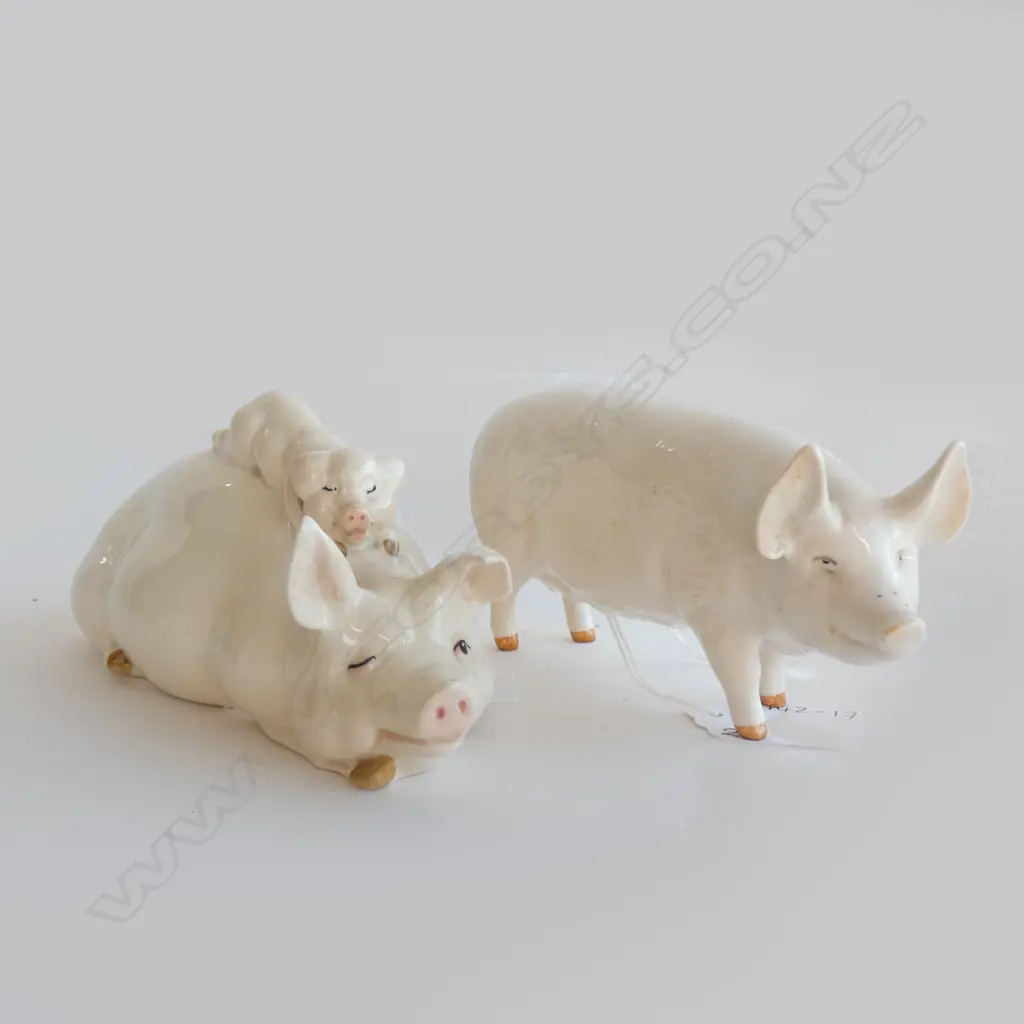 TWO BESWICK PIGS  (LARGEST L 165MM) 1 EAR IS  AF Image 1++