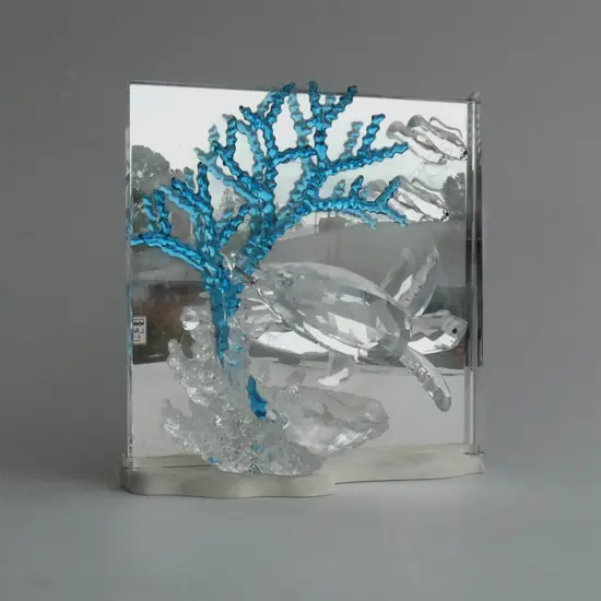 SWAROVSKI CRYSTAL 2005 TURTLE WITH STAND & PLAQUE  200 X 190MM