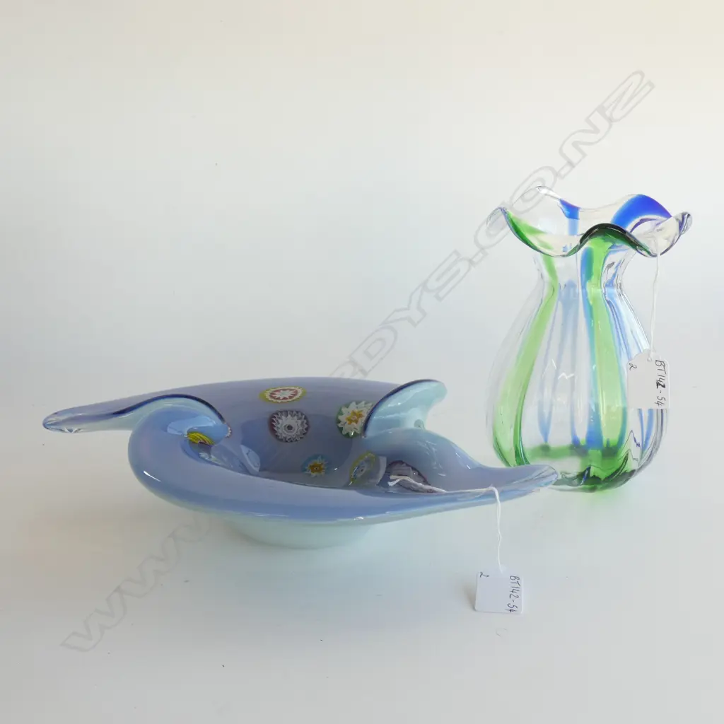 MURANO GLASS BOWL (L 310MM) & VASE (H 185MM) Image 1++