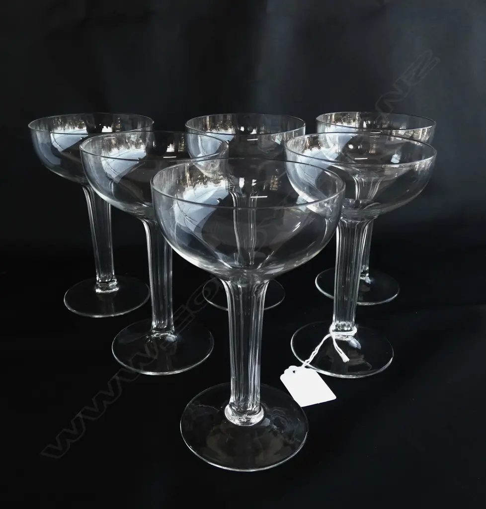 SIX VINTAGE  HOLLOW STEMMED CHAMPAGNE GLASSES  H 140MM Image 1++