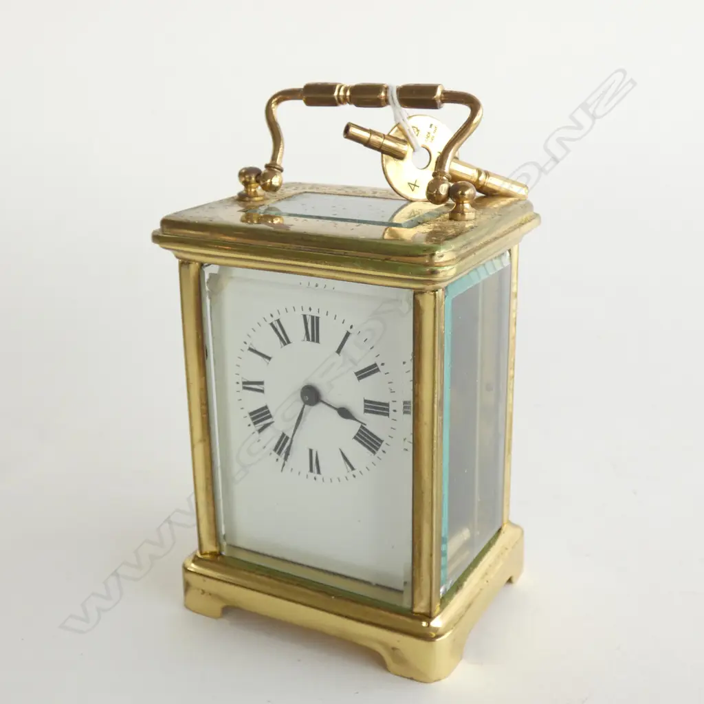 (17815) 19thC FRENCH BRASS CASED CARRIAGE CLOCK  Image 1++