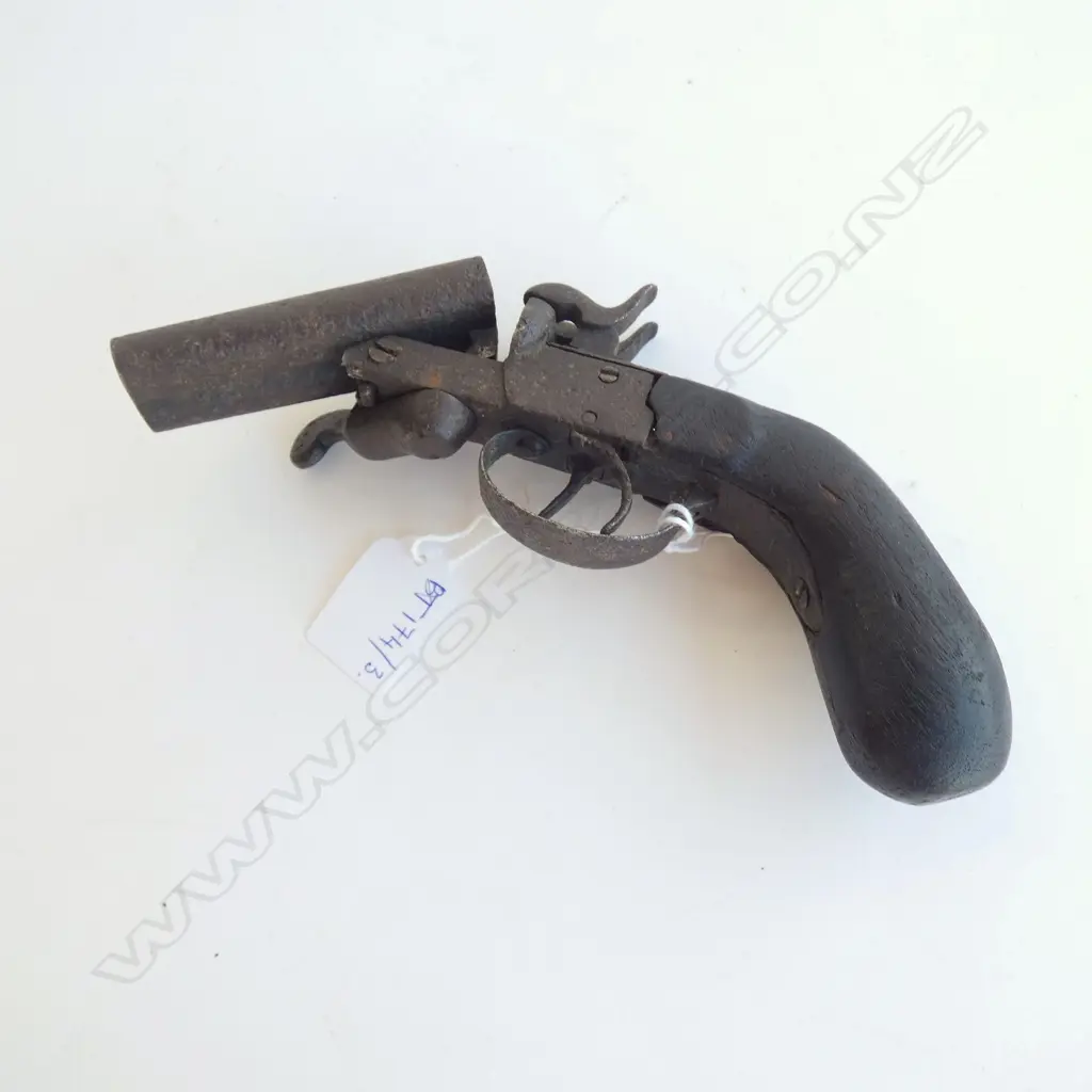 19thC DOUBLE BARREL PERCUSSION PISTOL AF Image 1++