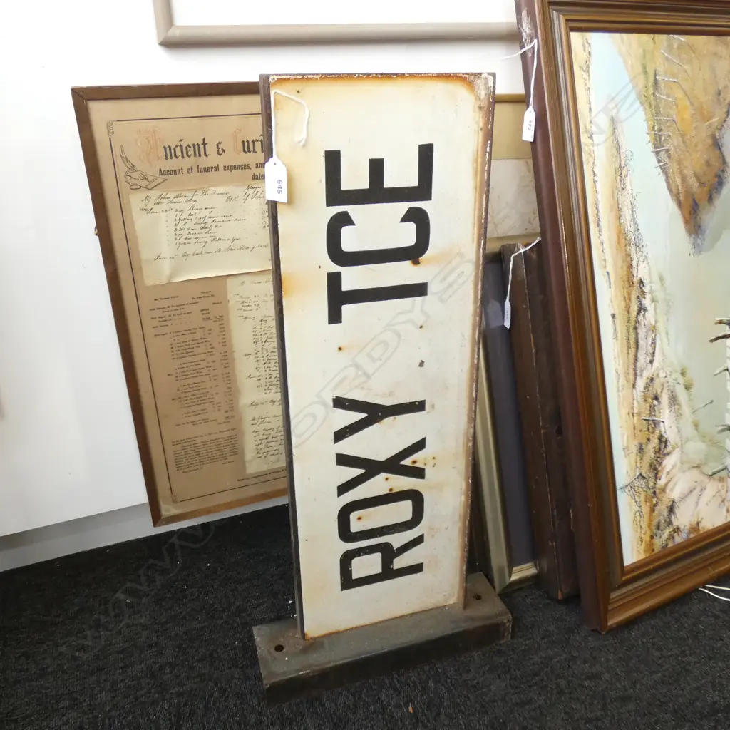 'ROXY TCE' VINTAGE ENAMEL STREET SIGN L.650mm Image 1++
