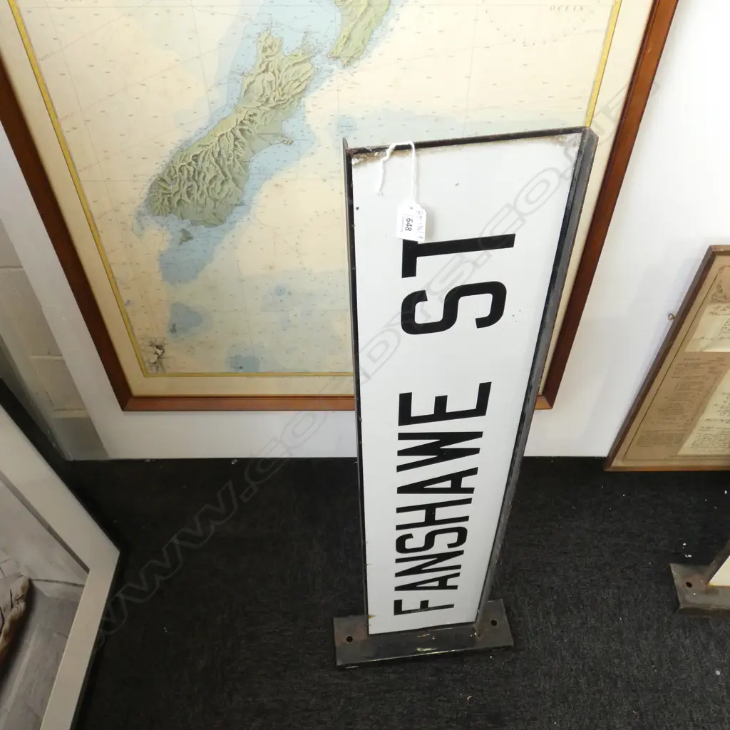 'FANSHAW ST' VINTAGE ENAMEL STREET SIGN L.920mm Image 1++