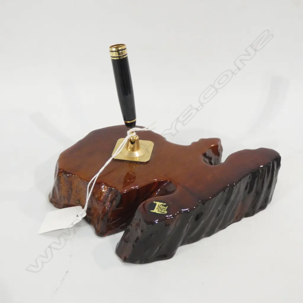 SWAMP KAURI CLOCK & BAROMETER (570MM)  - GOOD WORKING ORDER & PEN HOLDER Image 1++
