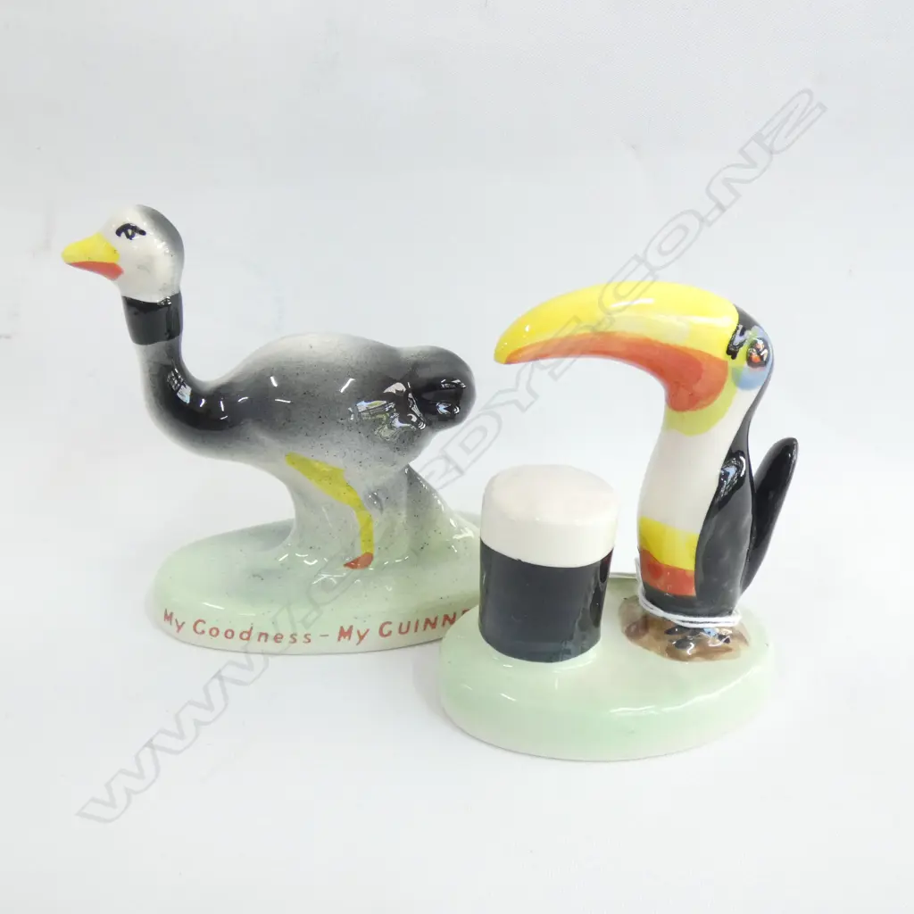 2 CARLTON WARE GUINESS FIGURINES - TOUCAN & OSTRICH H.110mm Image 1++